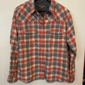 JACHS Girlfriend Plaid Western Pearl snap Shirt Size XL